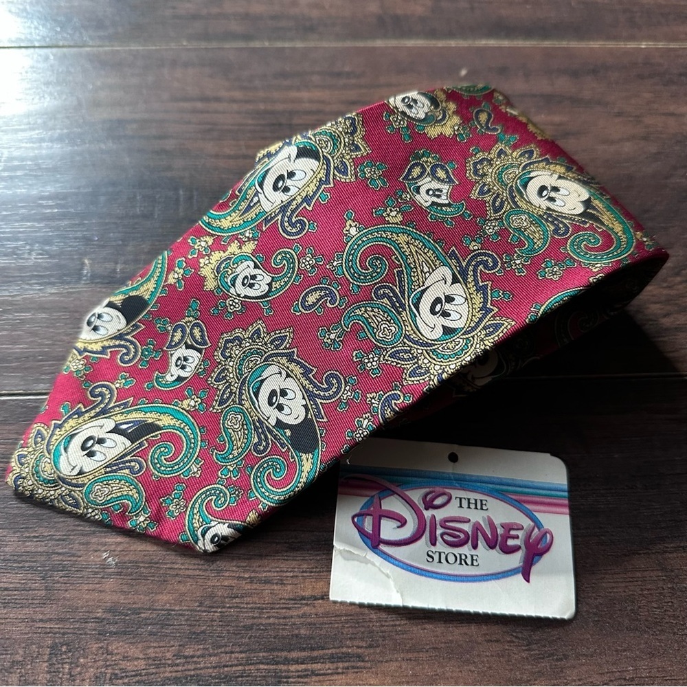 VTG Disney Mickey Mouse Paisley Print Silk Tie